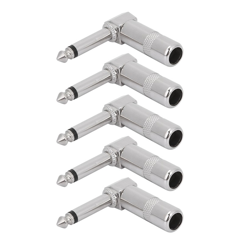 5pcs Right Angle 6.35mm Mono Phone Plug Guitar Audio Jack