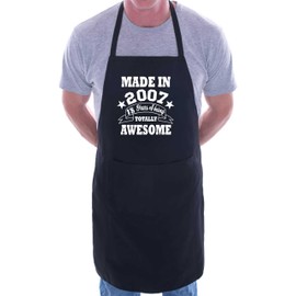 Print4U 18th Birthday Made In 2007 BBQ Cooking Funny Novelty Apron Black