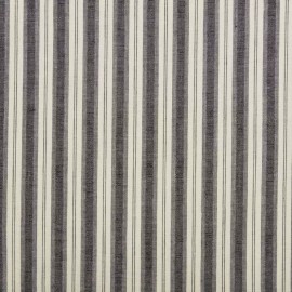 VHC New Primitive Farmhouse WHITE BLACK STRIPED TICKING TIERS Curtains 24"