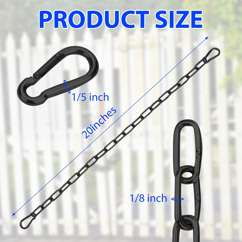 Gate Chain Lock with Carabiners Barn Chain Link 20'' Black