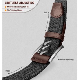Stretch Belt Men,KEMISANT Men Woven Elastic Braided Belt 1 3/8 for Golf Casual Pants,Multicolors(Black,30"-34"Waist Adjustable)