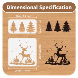 10Pcs Christmas Pine Trees and Deers Wall Stencil Templates Reusable Plastic Forest Stencils for Painting on Wood Wall Floor Fabric Glass Furniture