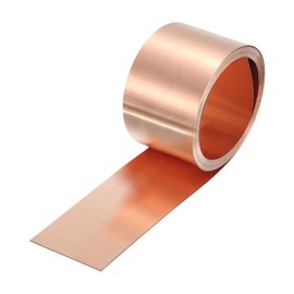 sourcing map Copper Sheet Roll 2500mm x 25mm x 0.2mm, 1" x 8.2ft 38 Gauge 99.9% Pure Copper Flashing Strip Metal Foil Plate for Electricity DIY Projects (Multiple Sizes)