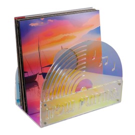 JIMEI Acrylic Vinyl Record Storage Holder, Prism Colorful Record Holder Stand for Albums,Now Playing Display LP Holder Rack (Prism acrylic, 25-35 LP Capacity)