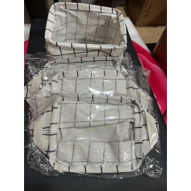 Essentials 4 Pack Storage Baskets Bins Cabinet Fabric Container Basket w/Handle White Black