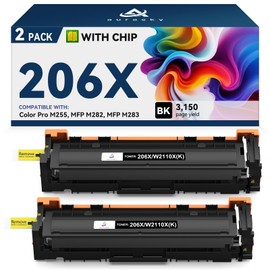 206X Black high-Yield Toner Cartridge Compatible Replacement for HP 206X 206A Black Toner Works with Color Laserjet Pro MFP M283fdw M283cdw M283fdn M282nw M255dw M255nw M283 M255 Printer Ink W2110X