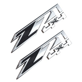 Aimoll 2pcs Z71 4x4 Emblems Replacement for GMC Chevy Silverado Sierra Tahoe Suburban New 1500 2500 3500 Decal (Chrome Black1)
