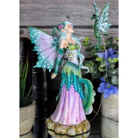 Ebros Gift Amy Brown Discovery Enchanted Elf Fairy Damsel With Green Pixie Dragon Statue