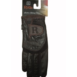 Ryda Comp Tan or Brown Ladies Leather Horse Riding Gloves (Brown, Medium)