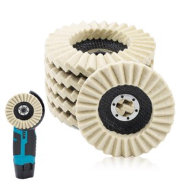 Pack of 5 Polishing Discs 125 mm, Polishing Attachment for Angle Grinder, High Gloss Polishing Disc Made of Wool Felt, for Sanding and Polishing Paint, Stainless Steel, Wood, Plastic and Plastic