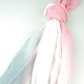 HonestBaby Organic Cotton Swaddle Blankets, Pink Gray Ombre, One Size