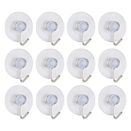 uxcell 12pcs Suction Cup Hooks 1 Inch Diameter Wall Hooks Hangers Removable Kitchen Bathroom Wall Holder for Smooth Tile Glass