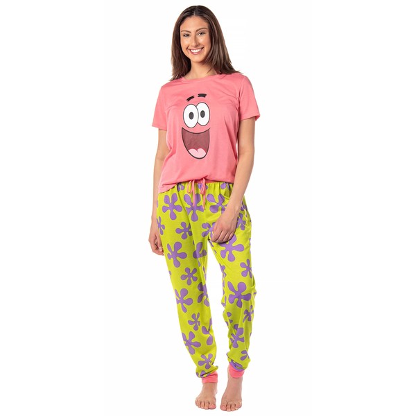 Nickelodeon Womens' SpongeBob SquarePants Patrick Star Sleep Pajama Set (Large)
