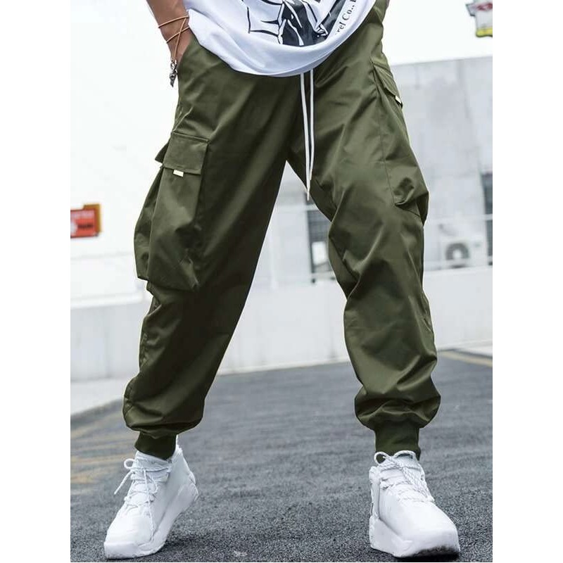 ZAFUL Men's Flap Pocket Drawstring Techwear Cargo Pants Athletic Elastic