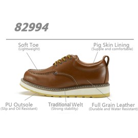 HANDROCK Men's Stylish Classic 4" Soft Moc Toe Leather Work Boot With Non-Slip Wedge Outsole (H82994 / 6 EE)