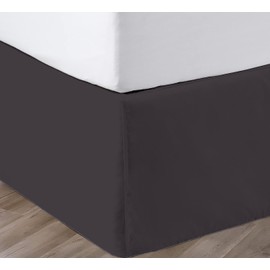 SGI bedding 15 Inch Drop Bed Skirt Full Size with Platform to Stay in Place Elegant Pleated Design with Split Corners Wrinkle Resistant Fabric for Modern and Stylish Look - Dark Grey