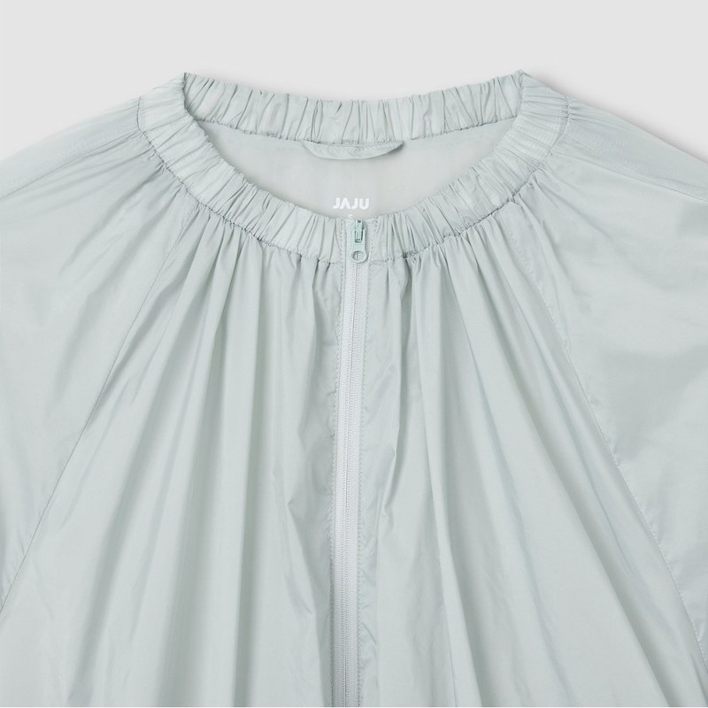 JAJU [JAJU] Women's Soft Shirring Cropped Jumper_Mint Grey
