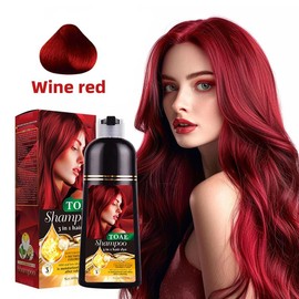 toae 【Factory sales】TOAE Hair Dye Shampoo 3 In 1 Herbal Hair Dye Color Shampoo Plant For Woman And Men Hair Dye For Gray And Dark Hair Wine Rend And Chestnut Brown And Grape Purple And Black Four Colors Hair Dye Shampoo, Long Lasting - Colour: Wine Red
