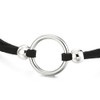 COOLSTEELANDBEYOND Ladies Womens Black Choker Necklace with Open Circle Charm