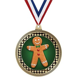 2.75" Gingerbread Man Medal Award, Gold Vega Gingerbread Man Team Trophy Award Includes Free Neck Ribbon