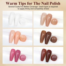 Bevimee Vegan Nail Polish Set: Air Quick Dry Nail Lacquer Milky White, Nude, Brown 6 Regular Colors Nail Art Polish Non Gel Fast Drying Fingernail Polish Bulk for Winter DIY Salon Gift For Women