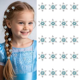 YISSION 20 Pcs Mini Rhinestone Snowflake Hair Clips Cute Crystal Hair Clips Blue Decorative Hair Pins Wedding Hair Barrettes Bridal Hair Accessories for Girls Women