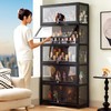 idhhco 5-Tier Display Cabinet with Acrylic Doors, 67” Transparent Bamboo