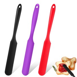 Espátula de tarro de silicona, juego de 3 espátulas, esparcidor de mermelada resistente al calor para hornear, mezclar, pasteles, crema, mantequilla, 