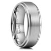 King Will 8mm Silver Tungsten Ring Wedding Band Step Edge