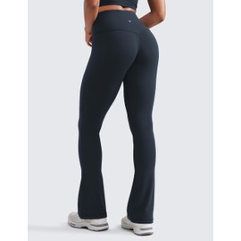 CRZ YOGA Butterluxe High Waist Mini Flared Leggings for Women 31.5" - Bootcut Yoga Pants with Pocket Casual Lounge Comfy True Navy Medium