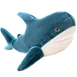 Kekeso Giant Shark Plush Pillow Soft Toy Stuffed Blue Shark Animal Pillow Comfortable Sleeping Pillow Back Cushion Doll Gift for Kids (80cm/31.49inch, Blue)