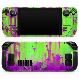 DesignSkinz - Compatible with Steam Deck - PC Skin Decal Protective Scratch Resistant Vinyl Wrap Gaming Cover - Lime Green Metal with Hot Purple Rust