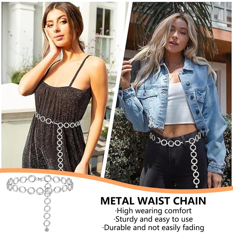 Women Chain Belt Multi Layer, Metal Waist Chain, Multi Layer