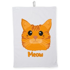 Hippowarehouse Ginger tabby cat - meow Tea Towel Eco Printed Dish Cloth Kitchen accessory 50cmx70cm 100% Cotton