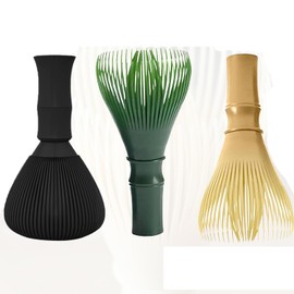 3Pcs Matcha Whisk, Easy to Clean Reusable Powder Whisk, Resin for Making and Stirring Matcha (Green Black Yellow)