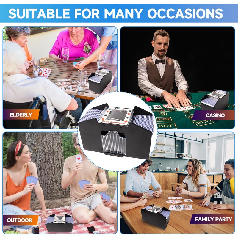 GSE Games & Sports Expert 4-Deck Automatic Card Shuffler, Power
