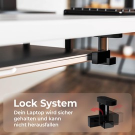 Mobilefox Laptop Underdesk Bracket Shelf Holder Stand with Fall Protection Suitable for Notebook MacBook 0-35 mm Black