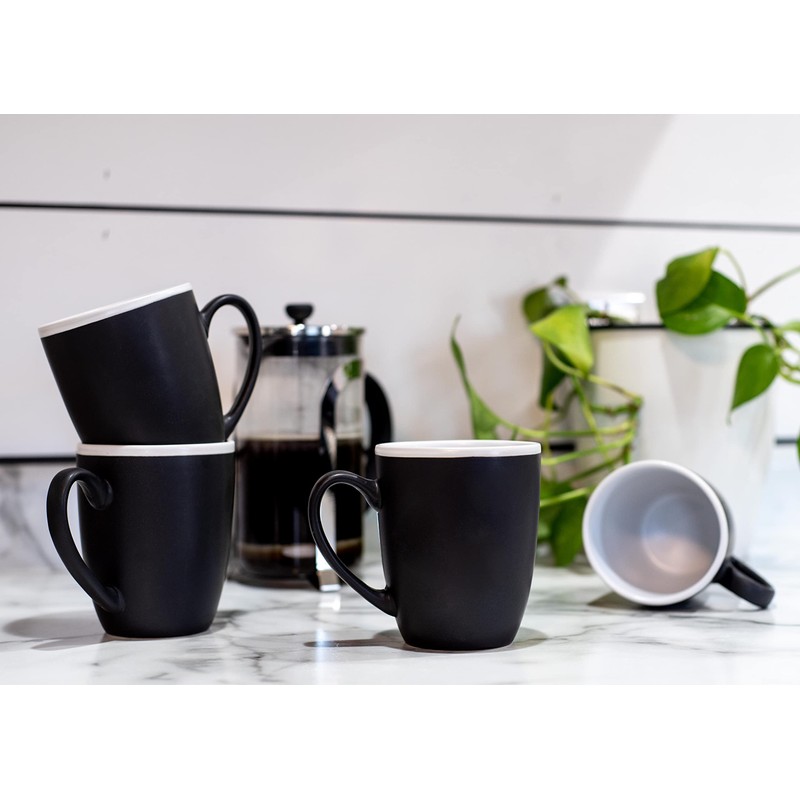 Elanze Designs Solid Color Black White Interior 16 ounce Matte