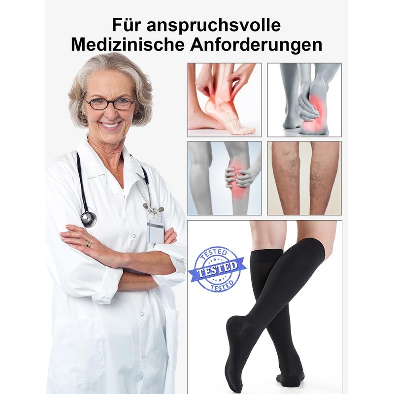Medicale Calze Compressione Graduata Donna e Uomo 20-30mmHg Classe 2,
