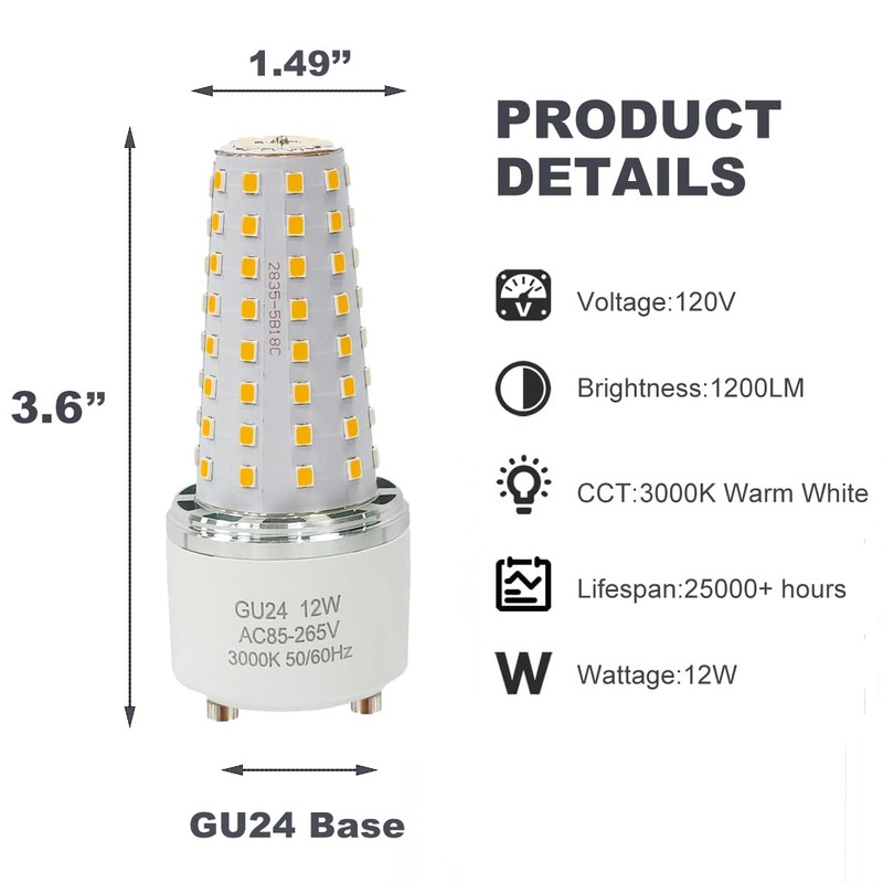 XRZT GU24 LED Bulb - 100W Equivalent, GU24 Base 2-Prong