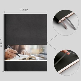 EMSHOI B5 Notebook Bullet Dotted Journal - 19 x 25 cm Large Leather Notepad with Sticky Notes, 192 Numbered Pages, 100gsm Dot Grid Paper, Softcover, for Women Men Drawing Work - Black