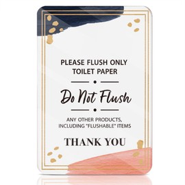 Do Not Flush Sign – Flush Only Toilet Paper Sign – Bathroom Signs for Hotels, Business, and Home Restrooms Self-Adhesive Acrylic Sign for Toilets in Business and Home
