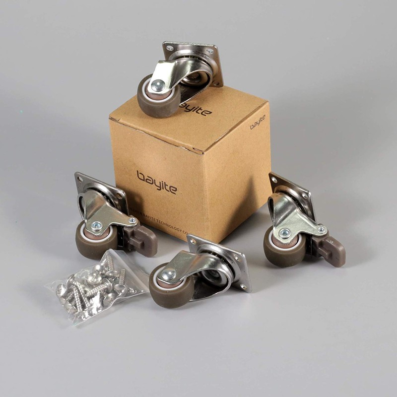 bayite 4 Pack 1" Low Profile Casters Wheels Soft Rubber