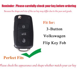 HIBEYO for VW Key Fob Cover Compatible with Volkswagen Jetta R Golf Beetle Passat GTI Tiguan MK6 MK5 Rabbit Zinc Alloy 3 Buttons Key Fob Shell Holder Protector Remote Flip Key case-Black Black