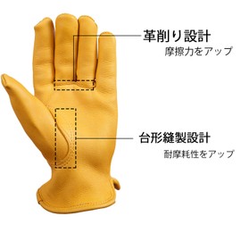 OZERO Motorcycle Gloves, Deerskin (Genuine Leather), Waterproof, Outdoor Gloves, Motorcycle Gloves, Breathable, Flexible, For Spring and Autumn, All Seasons, Men's, Black/Yellow, S, M, L Size (Yellow,