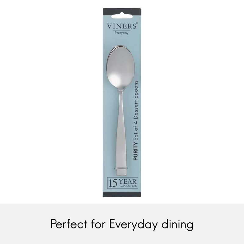 Viners Everyday Purity 18/0 4pce Dessert Spoon, Stainless Steel
