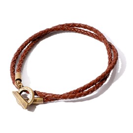 Naru Genuine Leather Braided Leather Bracelet, Men's, Women's, Matching Couples, Popular, Leather Brand, 2 Layers, Cowhide Leather, Brass