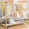 Calmootey Double Rod Clothing Garment Rack,Rolling Hanging Clothes Rack,Portable Clothes