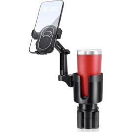 2-in-1 Cup Holder Cell Phone Holder,Adjustable 360° Rotation Universal Phone Holder Fits 4.0-7.0" Devices, Compatible with 12-40 oz Bottles