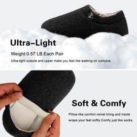 Scurtain Unisex Slippers - Men's & Women's House & Travel Slippers - Black, 4.5-5.5 W/3-4 M